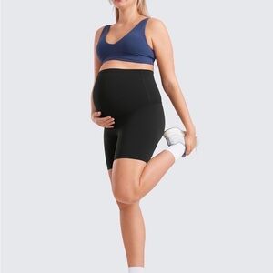 CRZ YOGA Womens Butterluxe Maternity Biker Shorts Over The Belly 6”